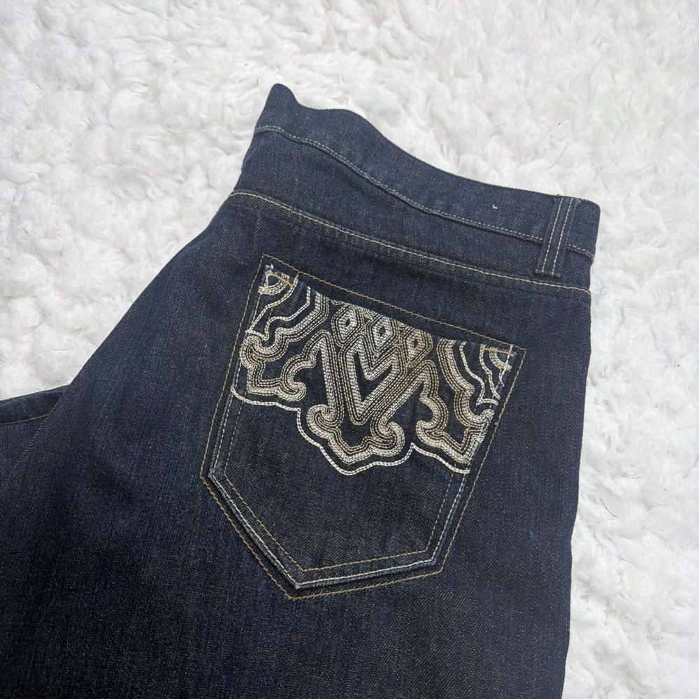AVIREX Mens Baggy Jeans Relaxed Straight Leg Embroidered VTG Y2K Skater Sz 40x32